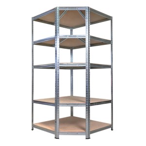Verzinktes PROREGAL Eckregal Ragnar, 180x90x60 cm, mit 5 Böden für Keller, Garage oder Lager.