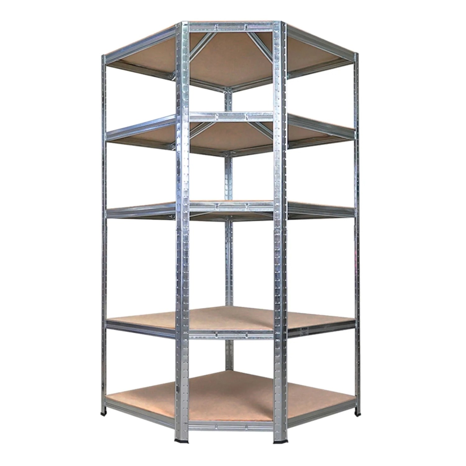 Verzinktes PROREGAL Eckregal Ragnar, 180x90x60 cm, mit 5 Böden für Keller, Garage oder Lager.
