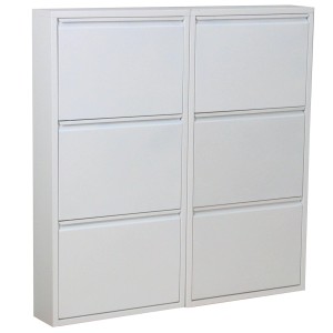 ebuy24 Pisa Schuhschrank mit 6 Klappen, Metall Weiß, fertig montiert.