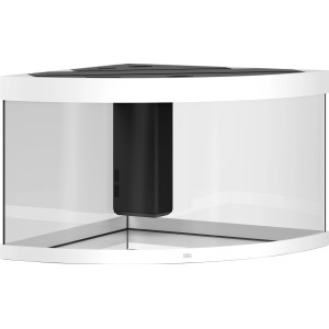 Weißes Juwel Trigon LED Aquarium-Set mit 350 l und gebogener Frontscheibe.
