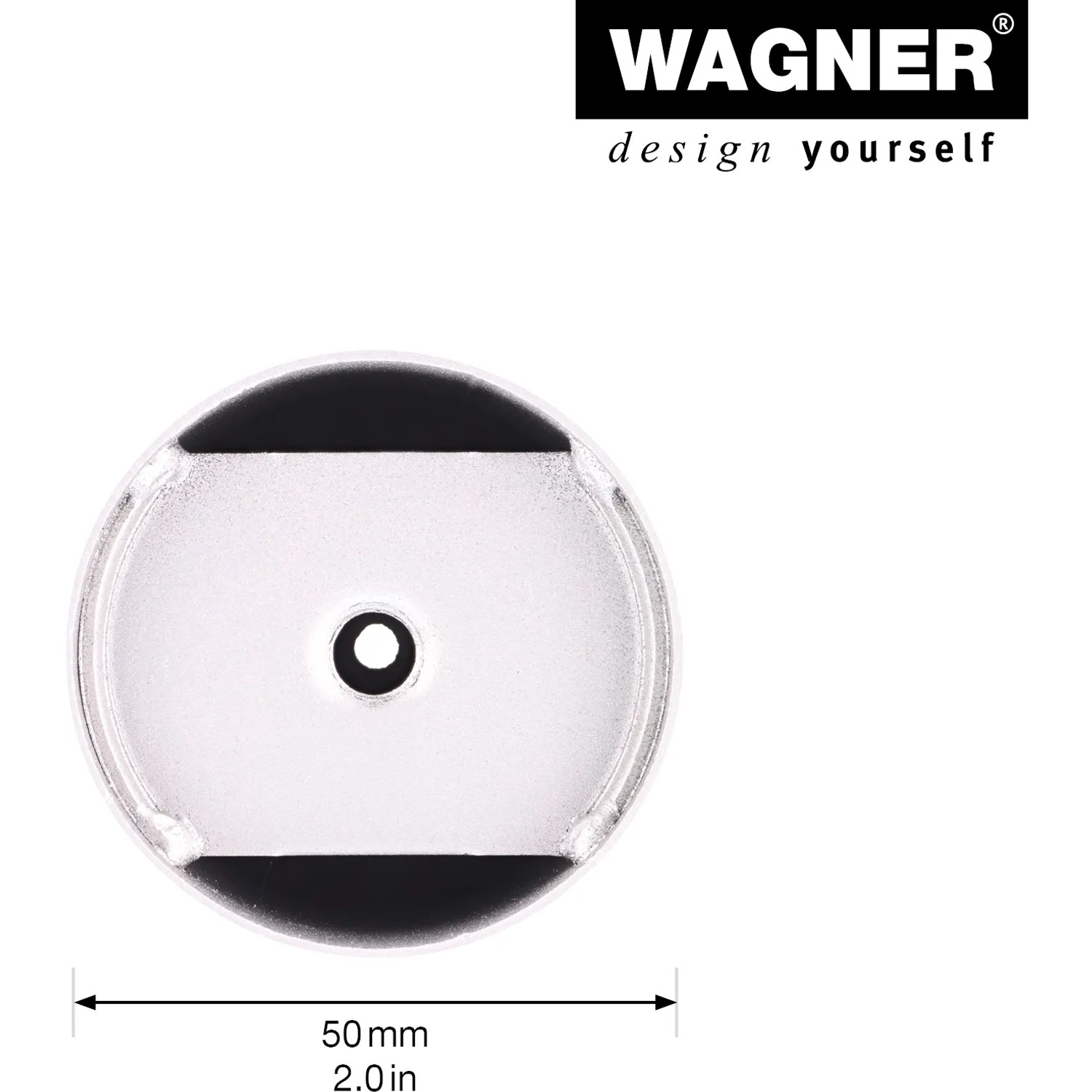 Detailaufnahme der Montageplatte für Wagner Telescope Möbelbein, Ø 5 cm.