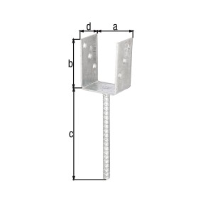 Feuerverzinkter Alberts U-Pfostenträger 75x104/200x60 mm aus Riffelstahl zum Einbetonieren.