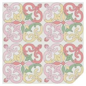 Dekorative Fensterfolie mit floralem Muster in Rosa, Rot, Gelb, Grün. Selbstklebende Sichtschutzfolie für Fenster.
