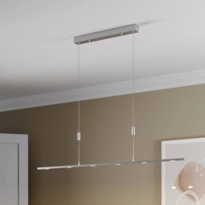 Moderne, dimmbare LED Pendelleuchte Arnik in Alu, 6-flammig für Wohnzimmer.