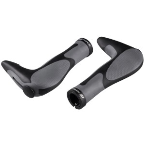 Force Fahrradgriffe mit Lenkerhörnchen, Gel, 113mm, grau/schwarz.