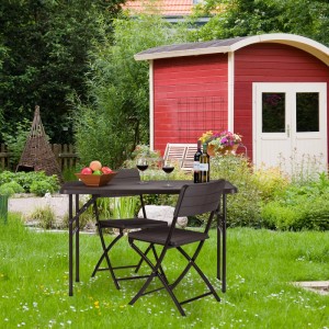 Relaxdays Gartentisch Kunststoff Braun Klappbar 74 cm x 120 cm x 60 cm 7,2 kg