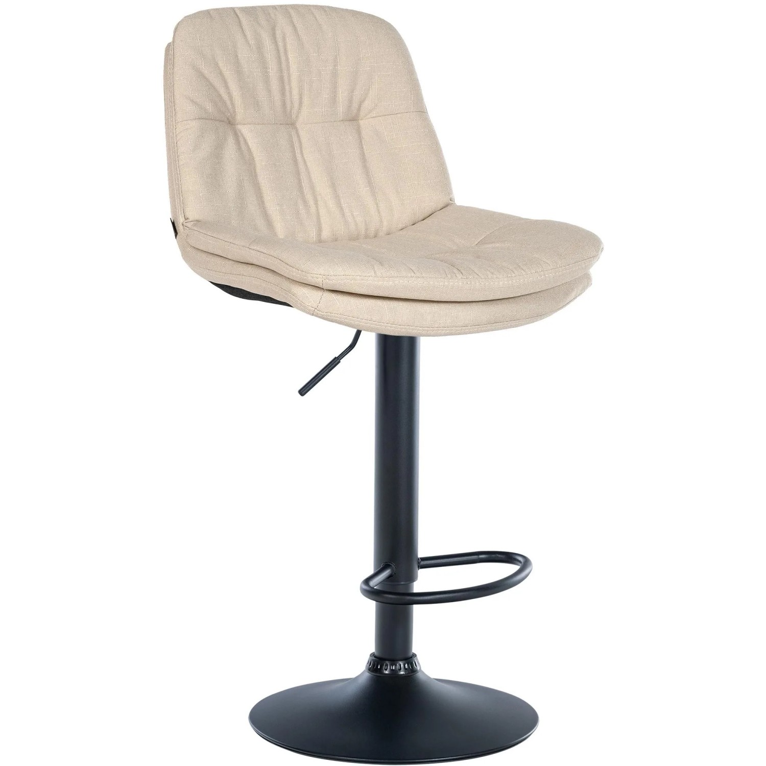 DELUKE Barhocker MITUN Stoff Creme 46x54x92cm Schwarz Barstuhl Höhenverstellbar Mit Lehne Drehbar Tresenhocker Tresenstuhl