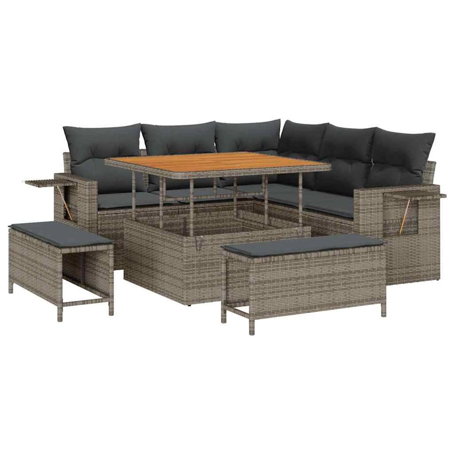 vidaXL Garten-Sofa-Set 8-Tlg Grau Poly Rattan 3361738 günstig online kaufen