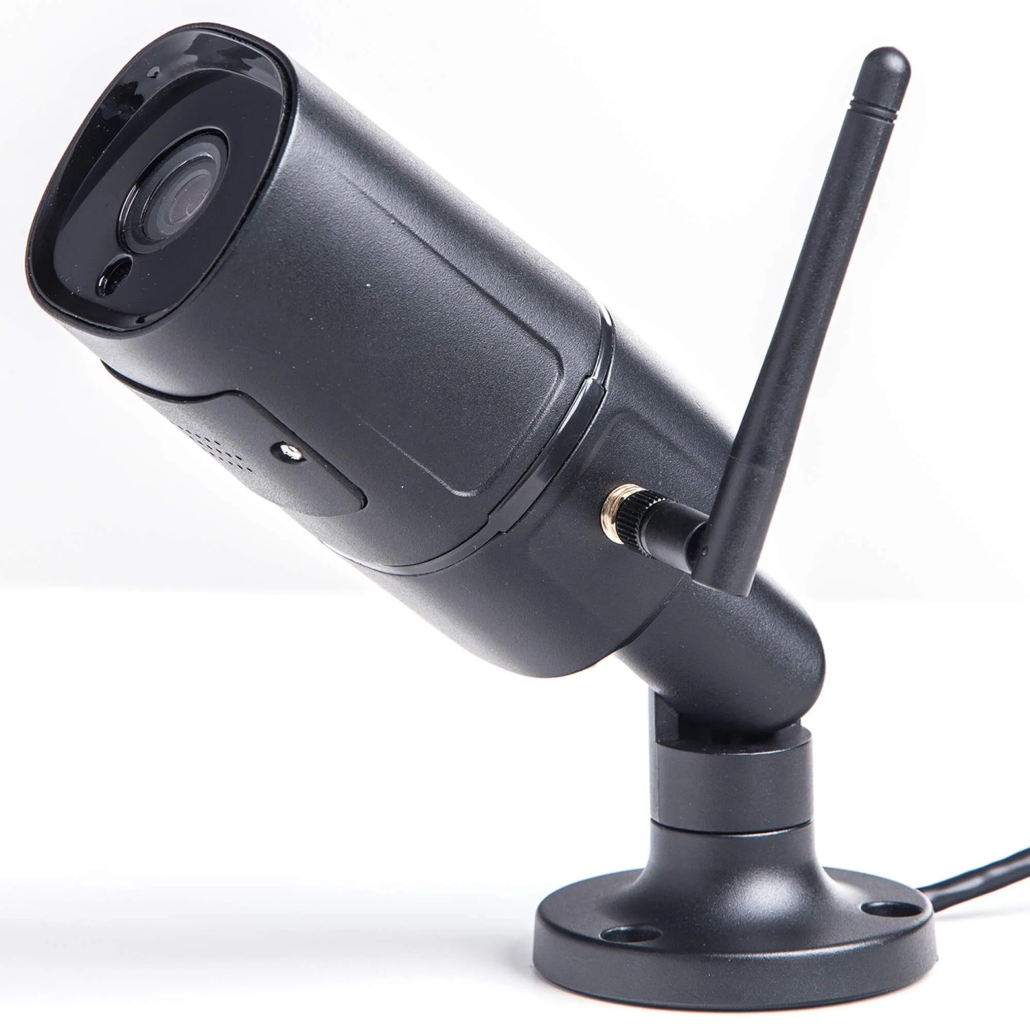 Summer Fun Smart Garden Cam, schwarze Outdoor WLAN Kamera mit Antenne und Fuß.