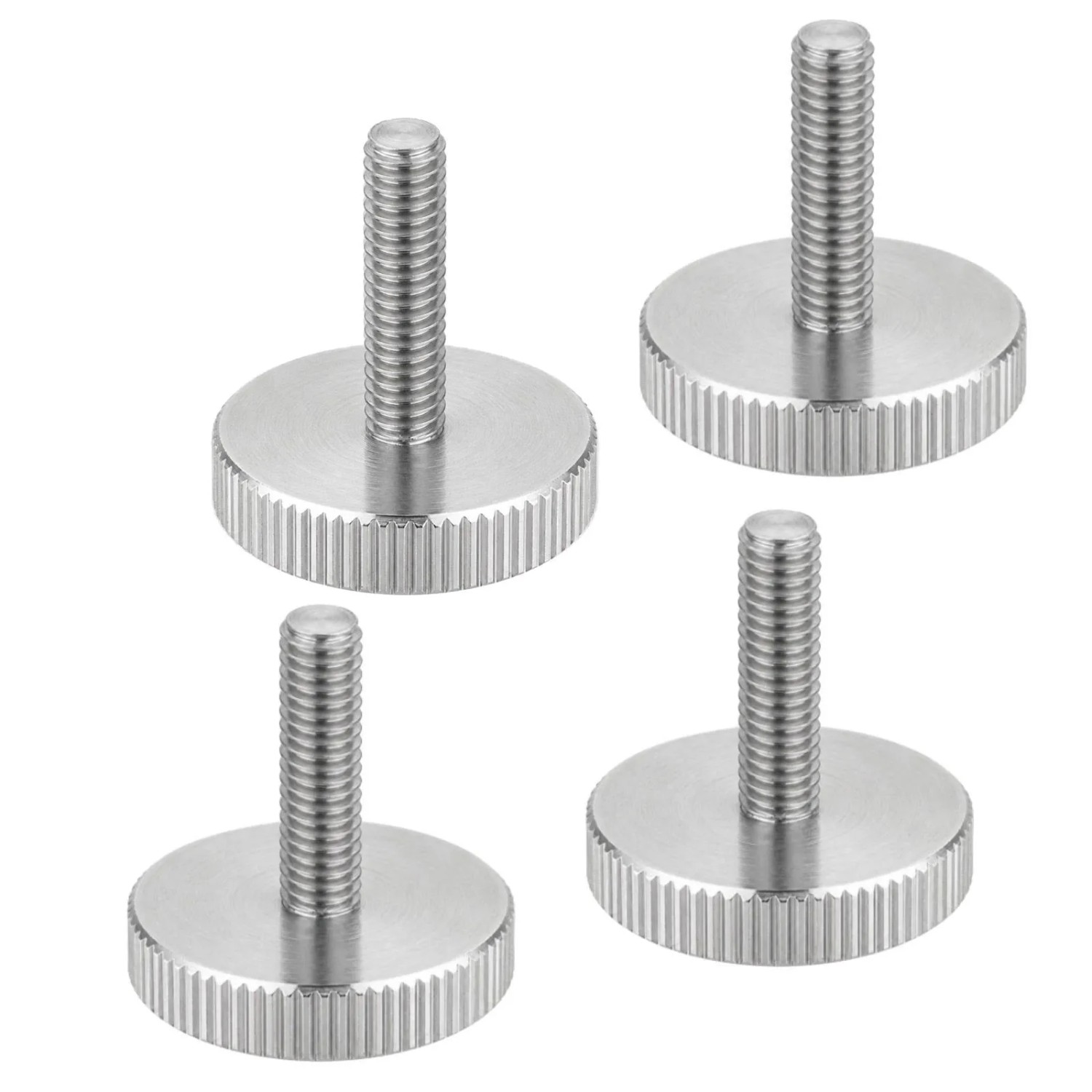 SOTECH 4x Rändelschrauben M10 x 40 mm Flache Ausführung Ohne Schaft Kopf Durchmesser 36 x 8 mm DIN 635 Edelstahl V2A SS304