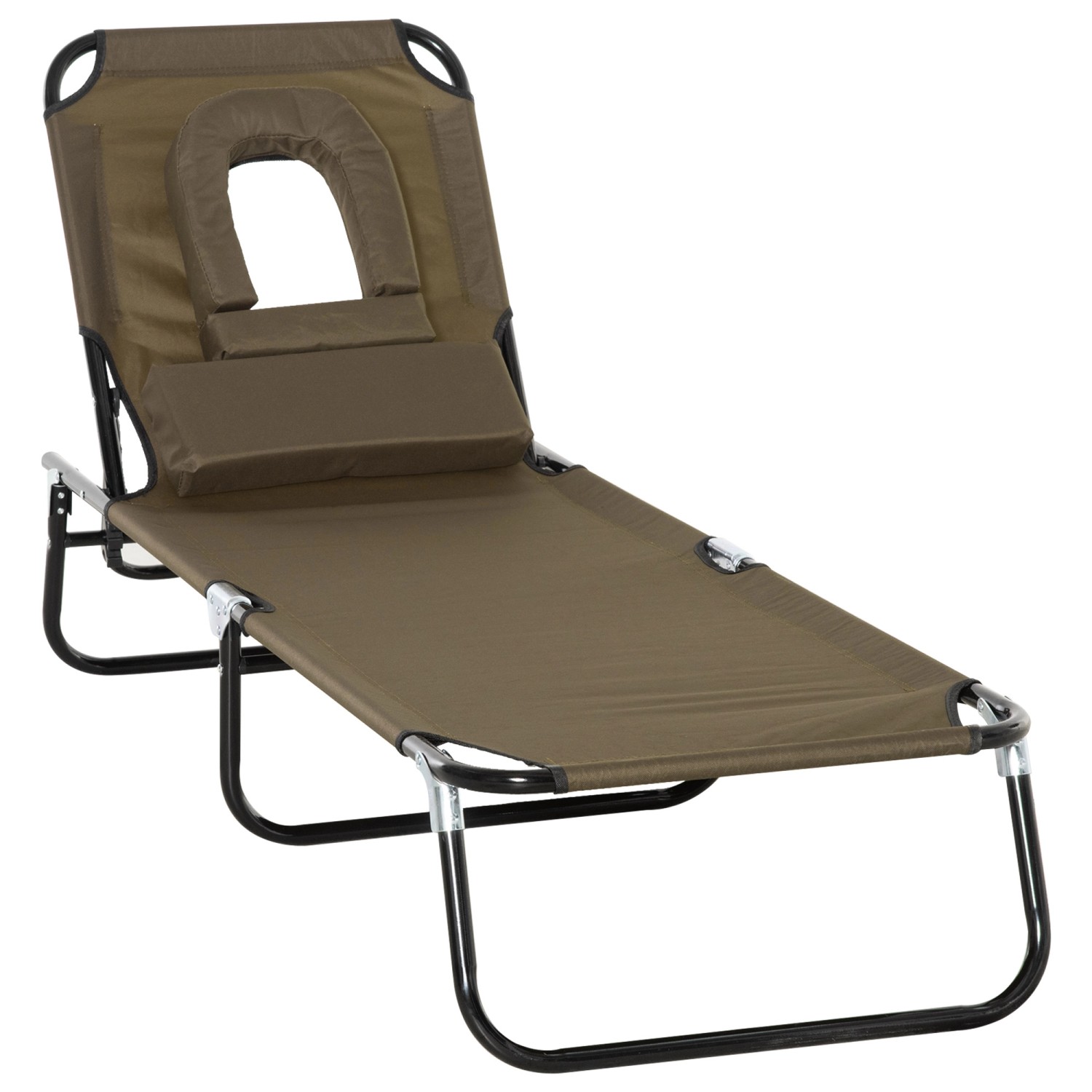 Outsunny Sonnenliege Gartenliege mit Kopfkissen Belastbar bis 120kg Braun günstig online kaufen