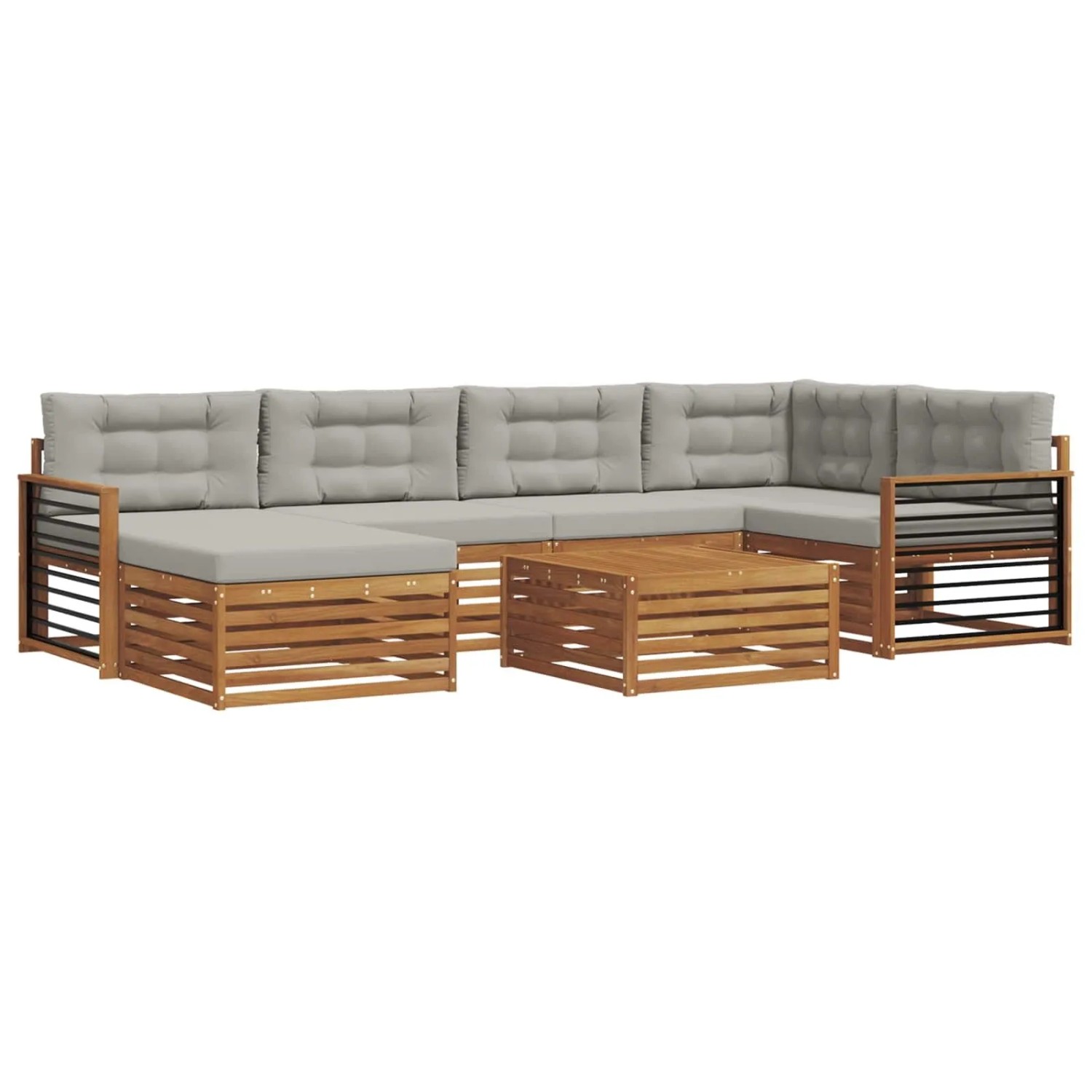 Thumbnail - vidaXL Outdoor-Sofagarnitur mit Kissen 19-Tlg Natur und Hellgrau 3373791