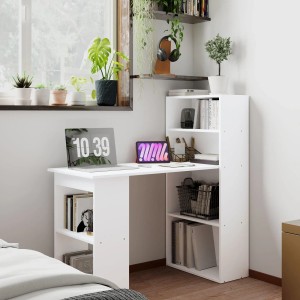 Weißer HOMCOM Schreibtisch mit Regal, Laptoptisch und Büroregal, 120x55x120 cm.