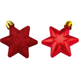 Baumschmuck-Set: 12 rote Sterne, glänzend und glitzernd, für den Weihnachtsbaum.
