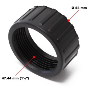 Schwarze Auslassschraube für Sunsun Poolpumpe/Filteranlage, mit 54mm Durchmesser und 1½ Zoll Gewinde.