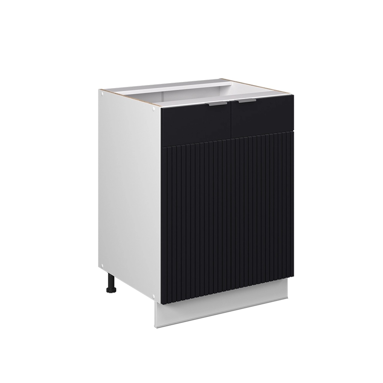 Vicco Küchenunterschrank Fame-Line Schwarz Gestreift 60 cm ohne Arbeitsplat günstig online kaufen