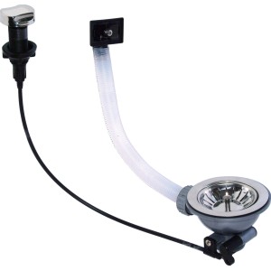 Pyramis Drehexcenter-Ventil 92mm mit Fernbedienung für Spüle mit Siebkörbchen.