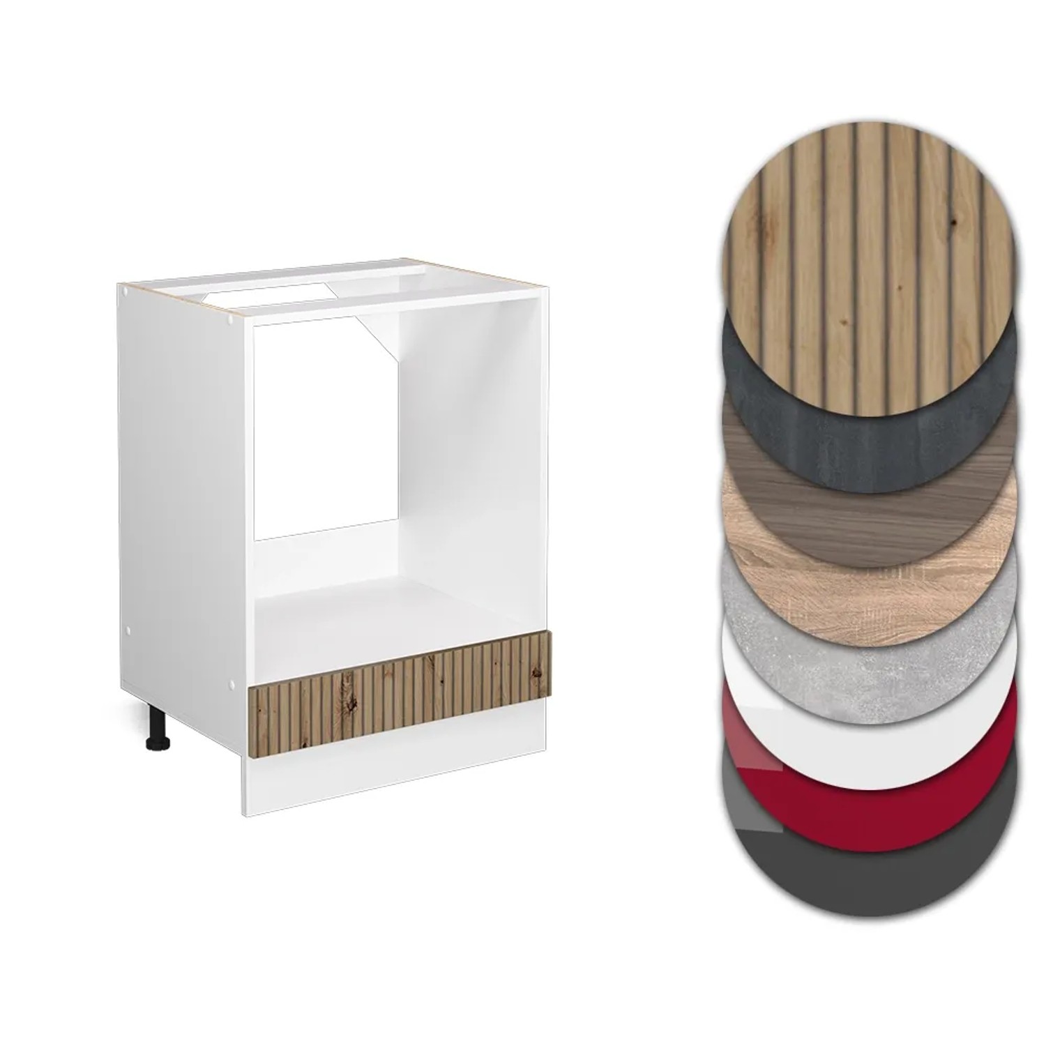 Vicco Herdumbauschrank R-Line, Artisan Eiche/Weiß, 60 cm, mit Farbvarianten für Küchenschränke.