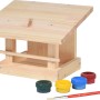 Dobar Vogelfutterhaus Bausatz aus Kiefernholz mit Farben und Pinsel zum Bemalen.