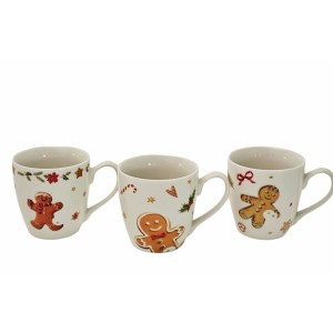 Boltze Jumbobecher Joey, 3-fach sortiert, mit Lebkuchenmann-Motiven für Weihnachten.