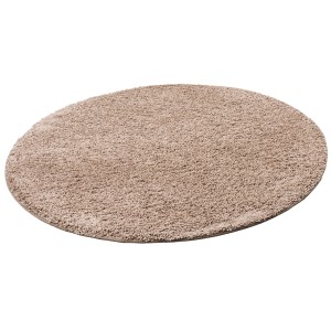 Runder, mauvefarbener Langflor Teppich Milano, 160x160cm. Hochfloriger Luxus Teppich.