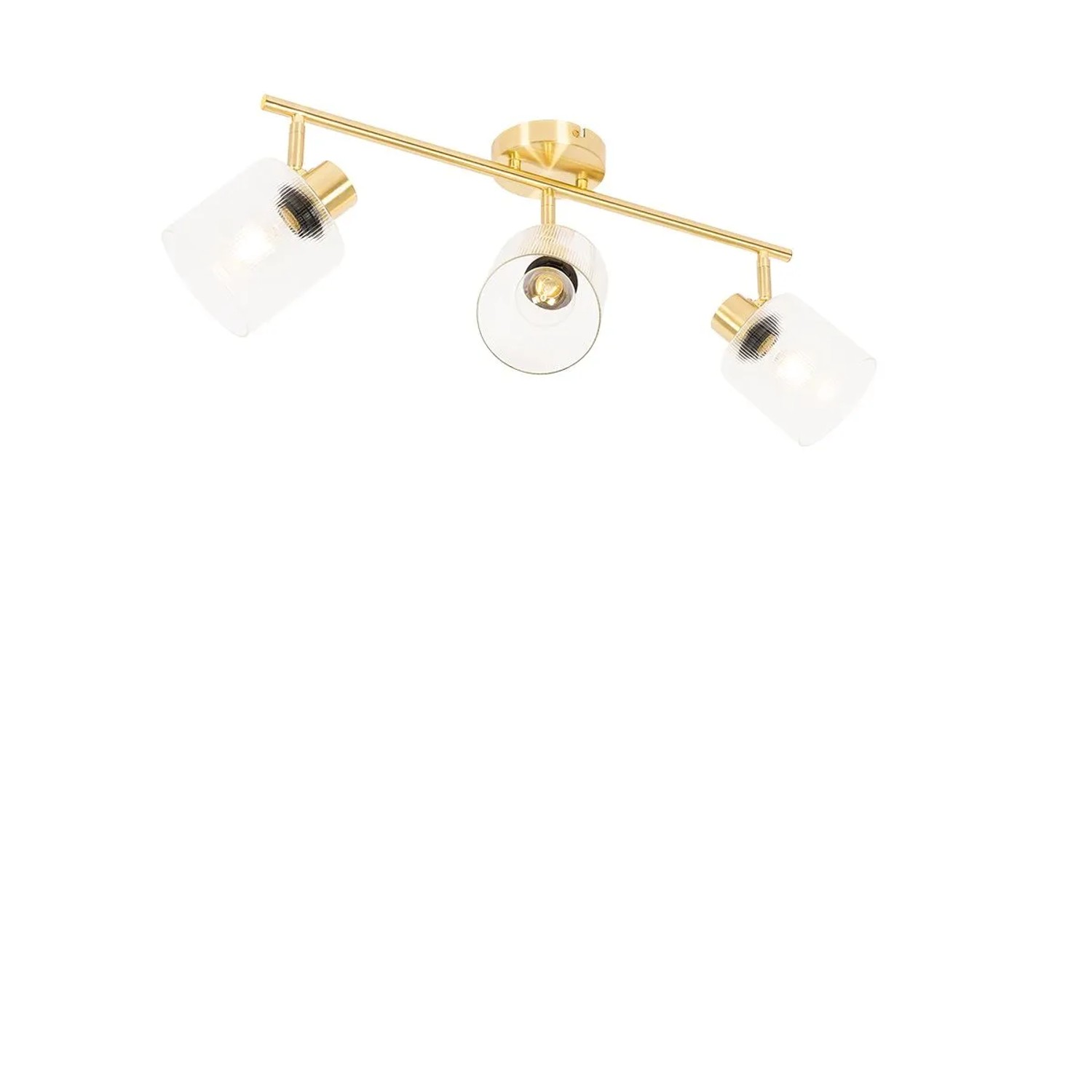 QAZQA Deckenstrahler Gold mit Glas 3 Flammig Verstellbar Laura