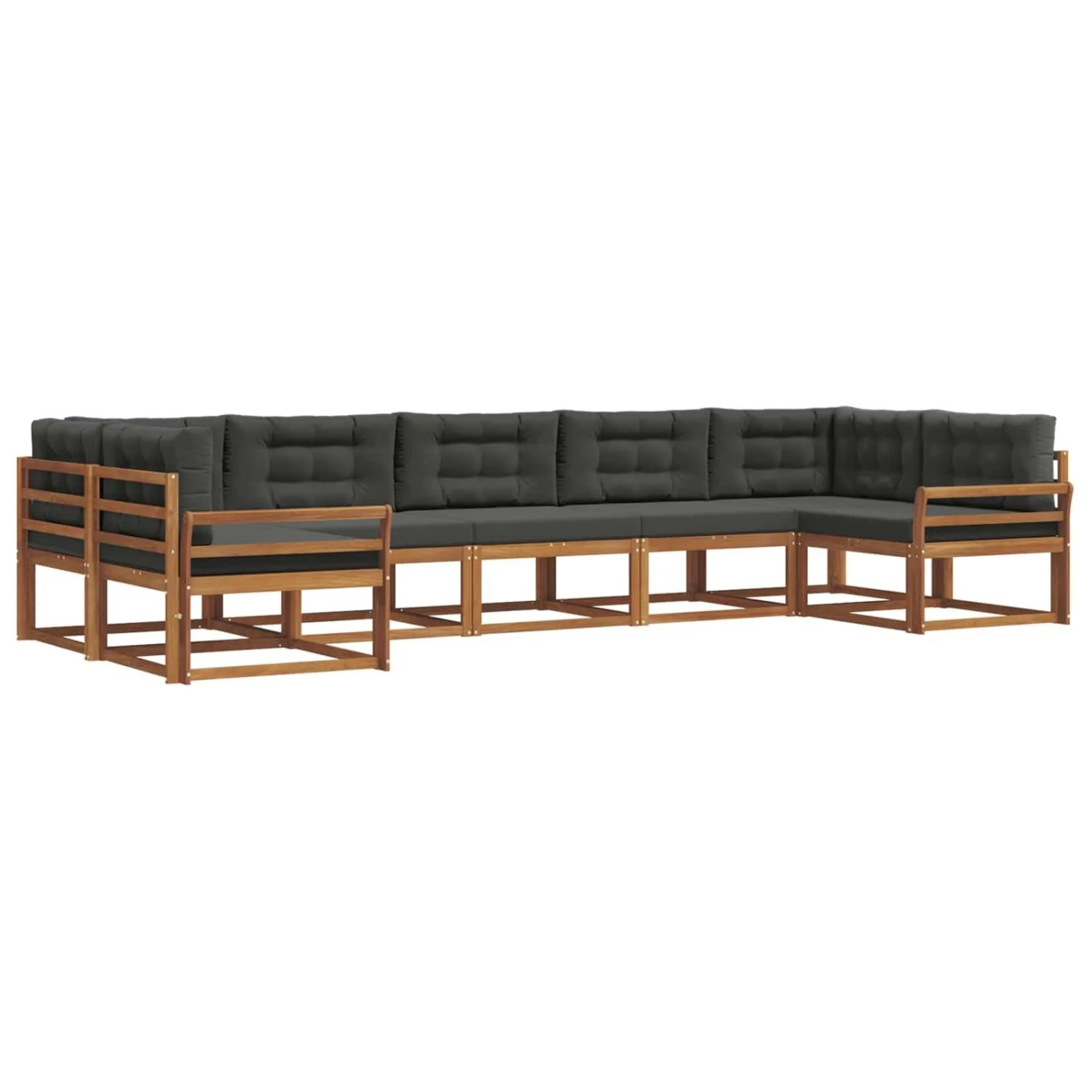 vidaXL Outdoor-Sofagarnitur mit Kissen 7-Tlg Natur und Anthrazit 3368105