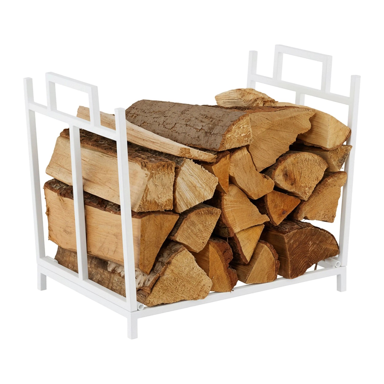 Relaxdays Kaminholzregal Eisen Weiß Faltbar 41 cm x 45 cm x 33 cm 1,9 kg