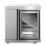 MyOutdoorKitchen Modul mit Kühlschrank und Aufbewahrungsschrank aus Edelstahl.