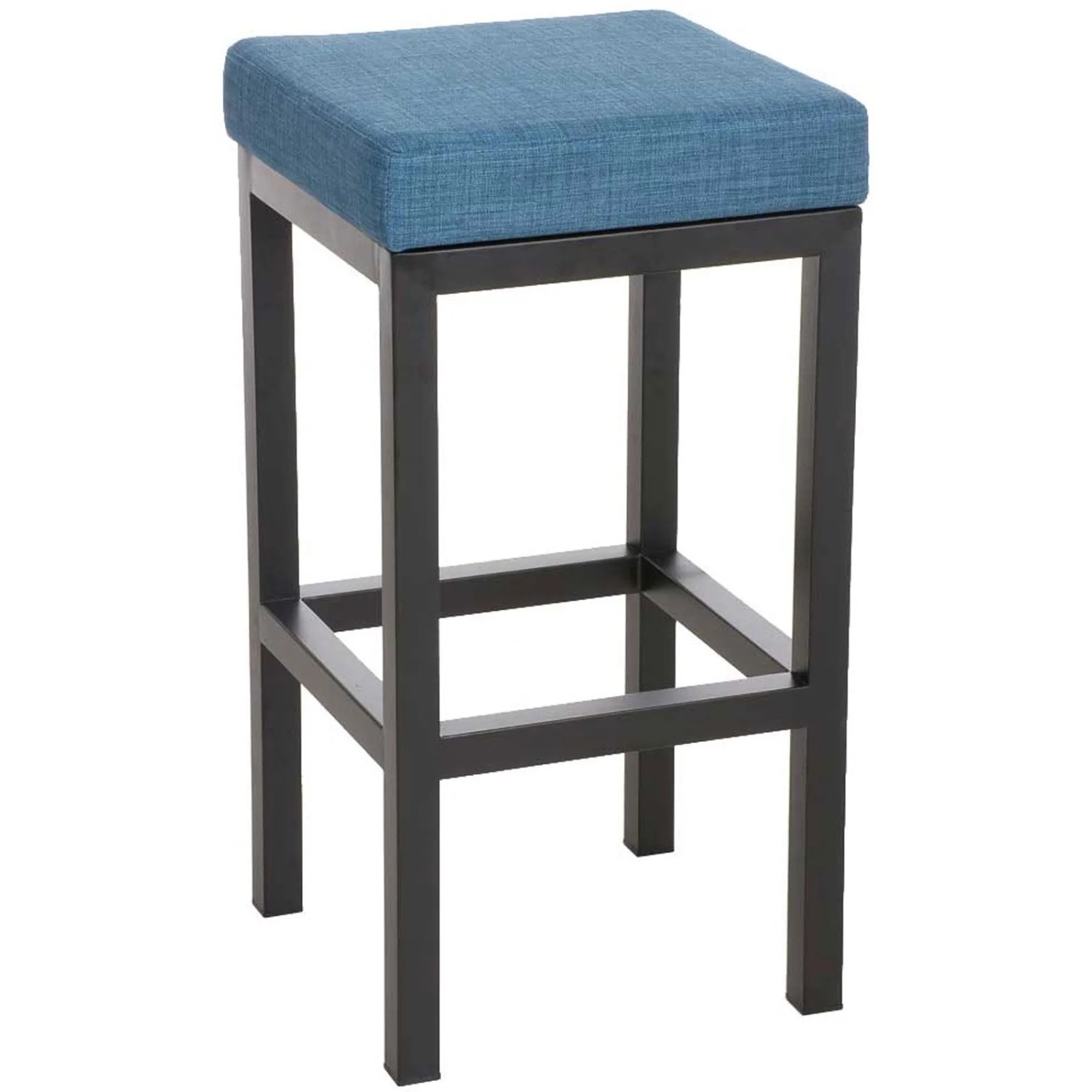 DELUKE Barhocker KIEL Blau Stoff Stahl 85cm Höhe Barstuhl Ohne Lehne Tresenhocker Tresenstuhl
