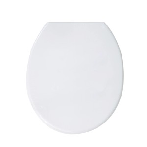 Weißer MSV WC-Sitz aus Polypropylen mit Edelstahl-Scharnieren, 45x37x5,6 cm.