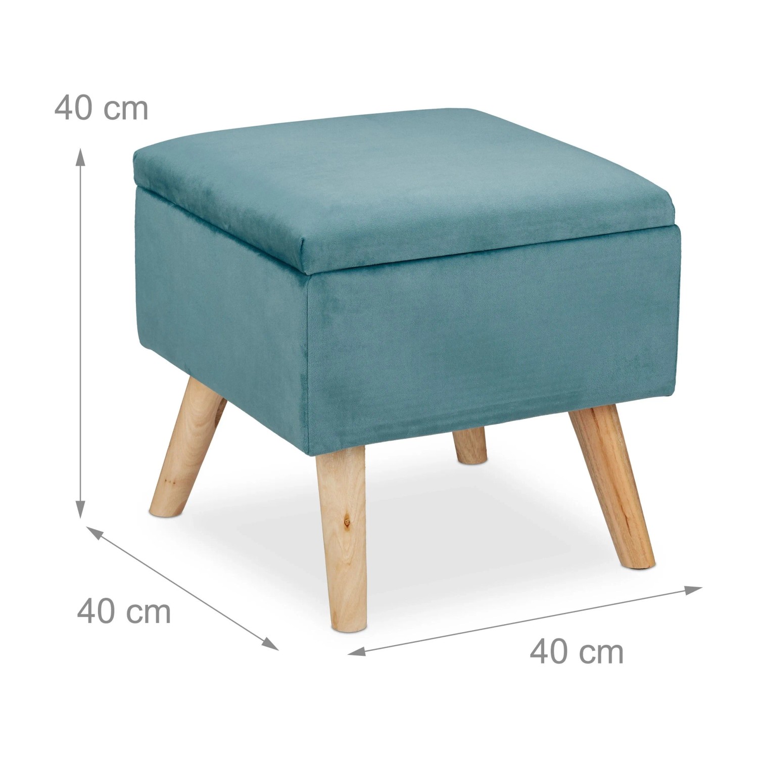 Relaxdays Samthocker Samt Türkis mit Stauraum 40 cm x 40 cm x 40 cm 6,5 kg_4