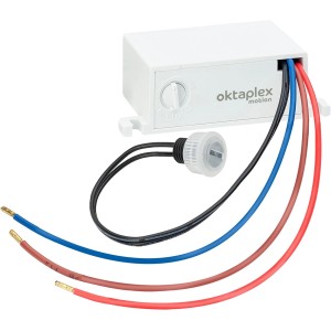 Oktaplex Jasy Dämmerungssensor, weiß, für Innen- und Außenbereich, mit Kabeln.