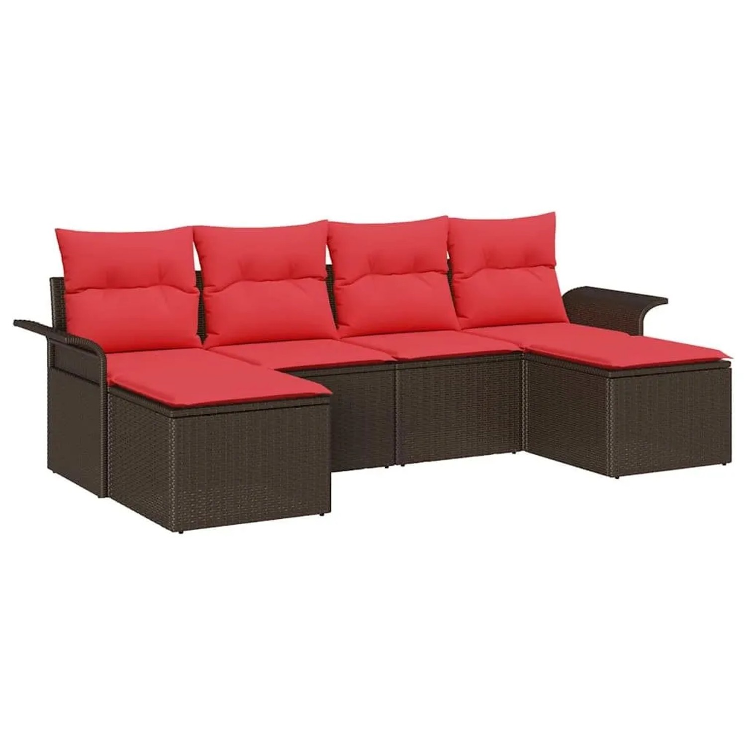 vidaXL Gartensofa-set mit Kissen 6 Stk Braun Poly-Rattan 3345474