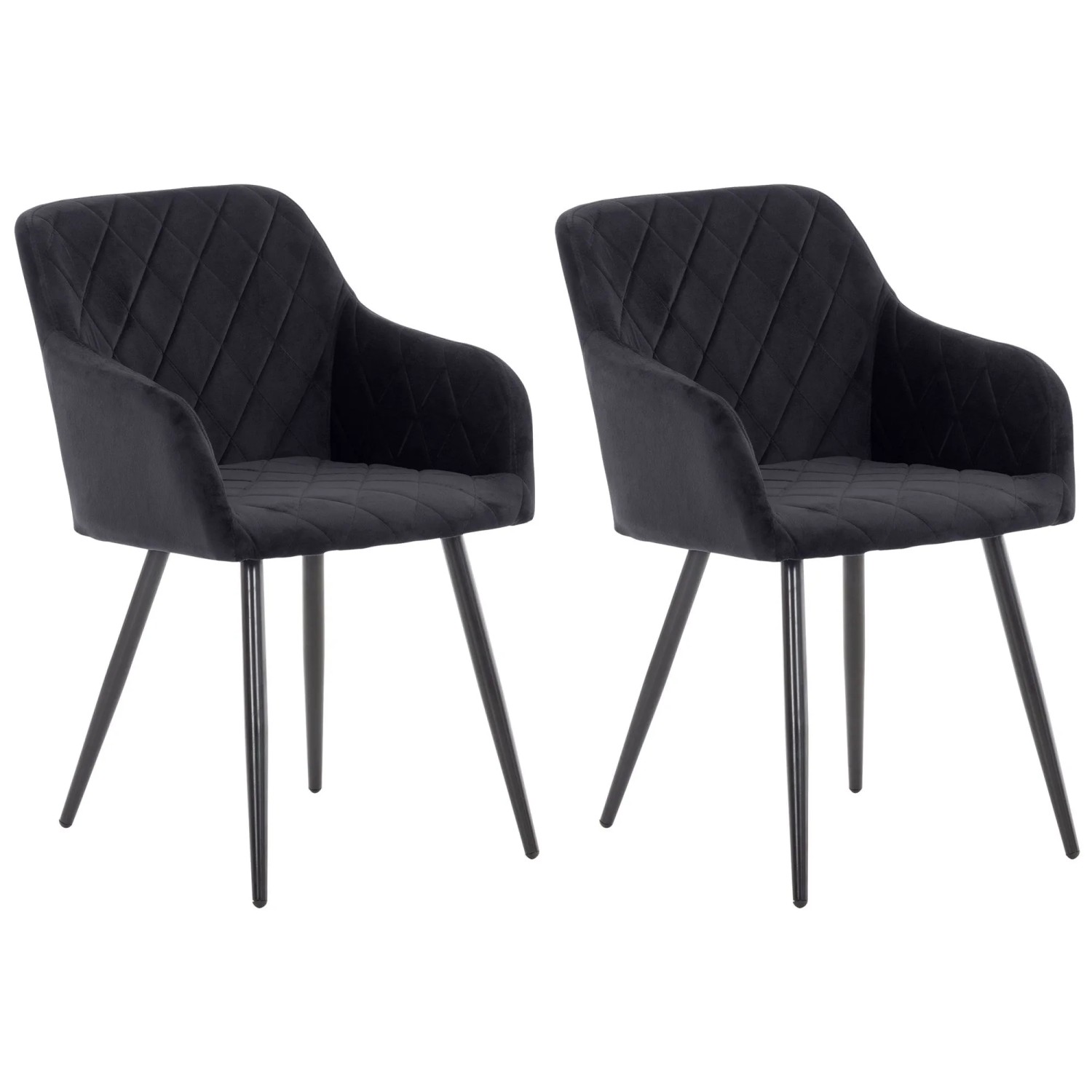 DELUKE 2er Set Esszimmerstuhl LISAN Samt Schwarz 47x44x84cm Essstühle Esszimmerstühle Küchenstühle Wohnzimmerstühle