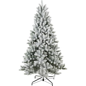 Weiße Kunsttanne Nagano mit Kunstschnee, 150 cm hoch, für weihnachtliche Stimmung.