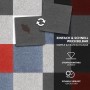 Muster verschiedener Karat Teppichfliesen Moskau, dunkelgrau, selbstliegend, mit Fleck und Symbol für Austauschbarkeit.