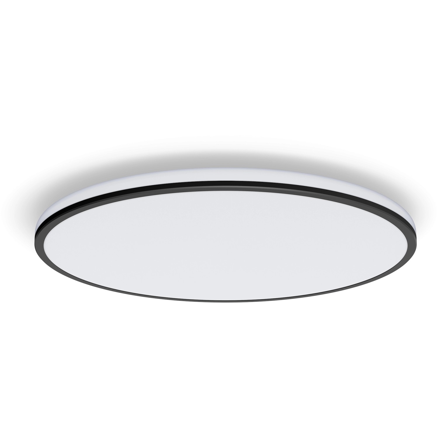 Flache, runde Philips LED-Deckenleuchte Ozziet in Schwarz mit SceneSwitch Funktion.