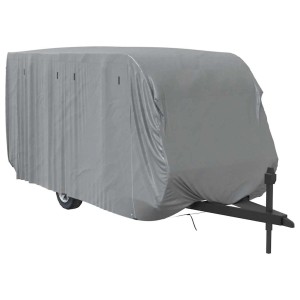 Graue vidaXL Schutzhülle für Wohnwagen, schützt vor Wind und Wetter.
