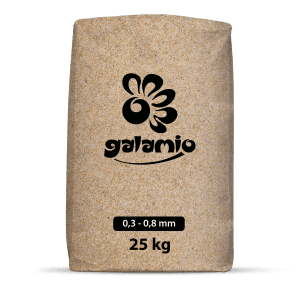 Sack Galamio Quarzsand 0,4-1,2 mm, 25kg für Schüttgüter wie Spielsand oder Reitplatzsand.