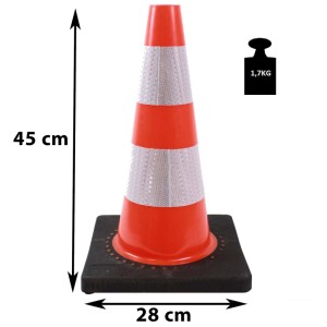 TRUTZHOLM Verkehrskegel, 45cm, mit Reflektionsstreifen und schwerem Gummifuß für sicheren Stand.