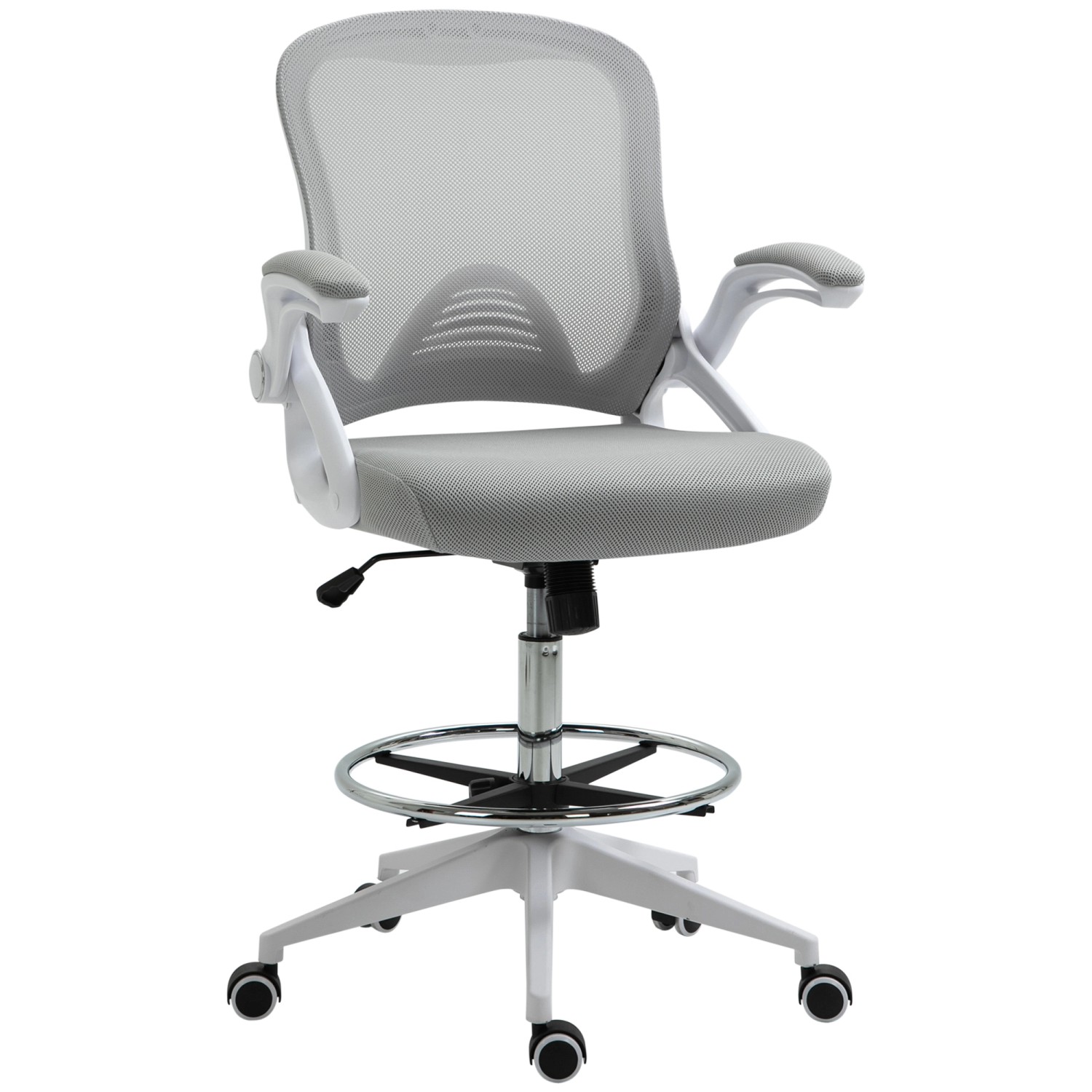 Vinsetto Bürostuhl Polyester Kunststoff 64L x 60B x 106-126H cm Hellgrau