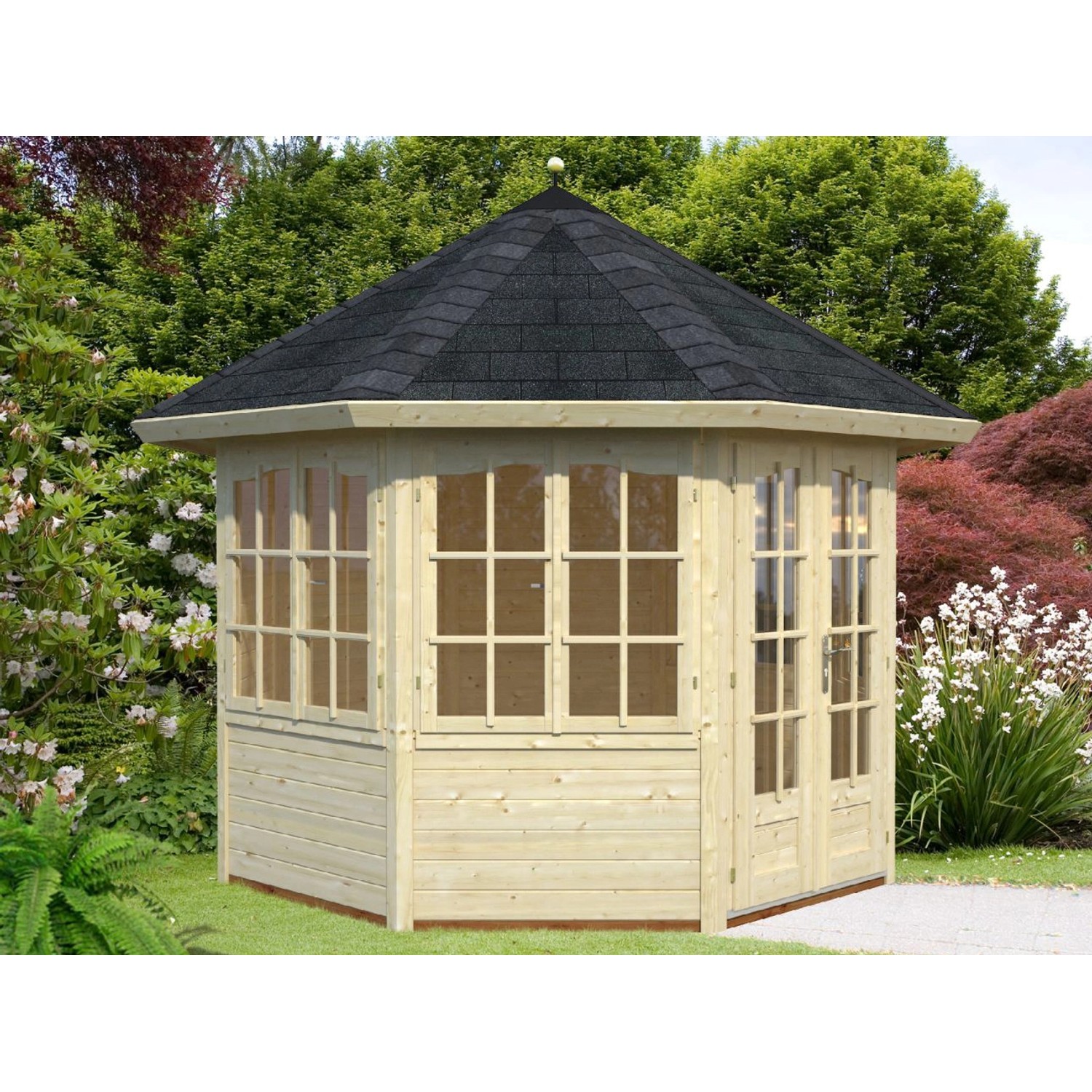 Palmako Holz-Pavillon Veronica 4 Natur unbehandelt 289 cm x 289 cm günstig online kaufen