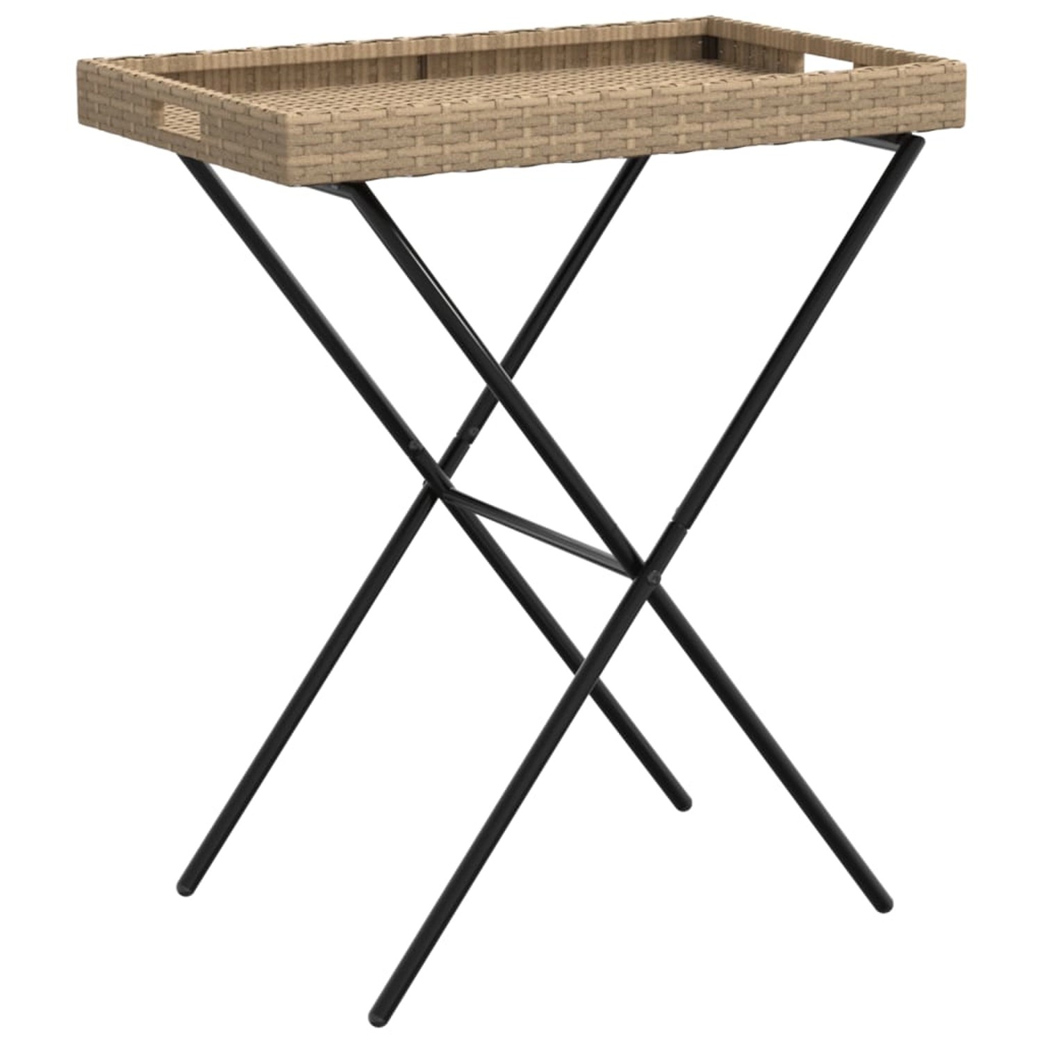 vidaXL Tabletttisch Klappbar Beige 65x40x75 cm Poly Rattan 365130 günstig online kaufen