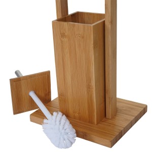 MCW WC-Papierhalter B18 aus Bambus mit Toilettenbürste für das Badezimmer.