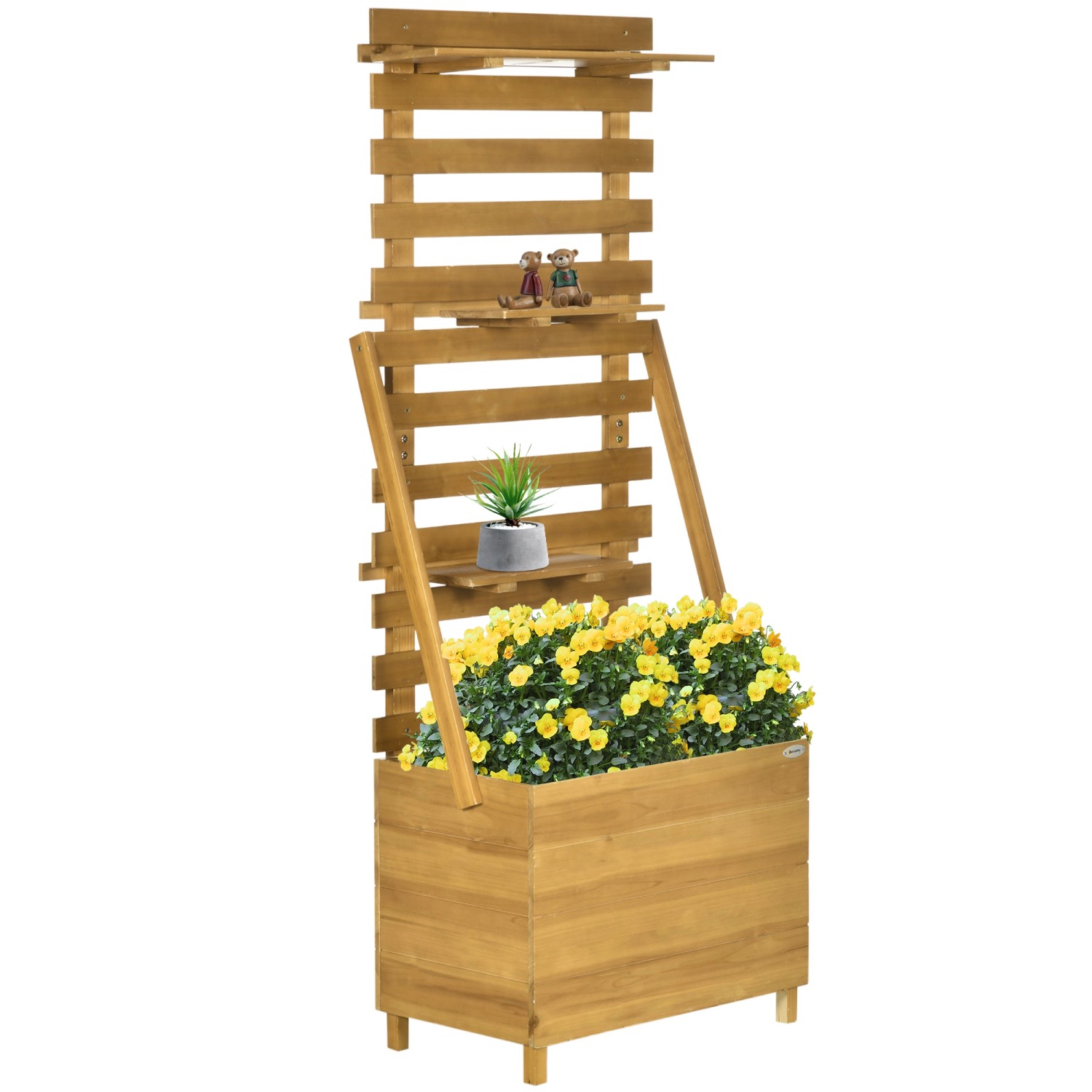 Outsunny Hochbeet mit 3 Schubladen Tannenholz 63L x 39B x 160H cm Braun