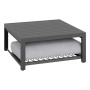 Quadratischer Tisch aus dem 4-teiligen Lounge-Set Willa aus Aluminium in Anthrazit mit Seilbespannung.