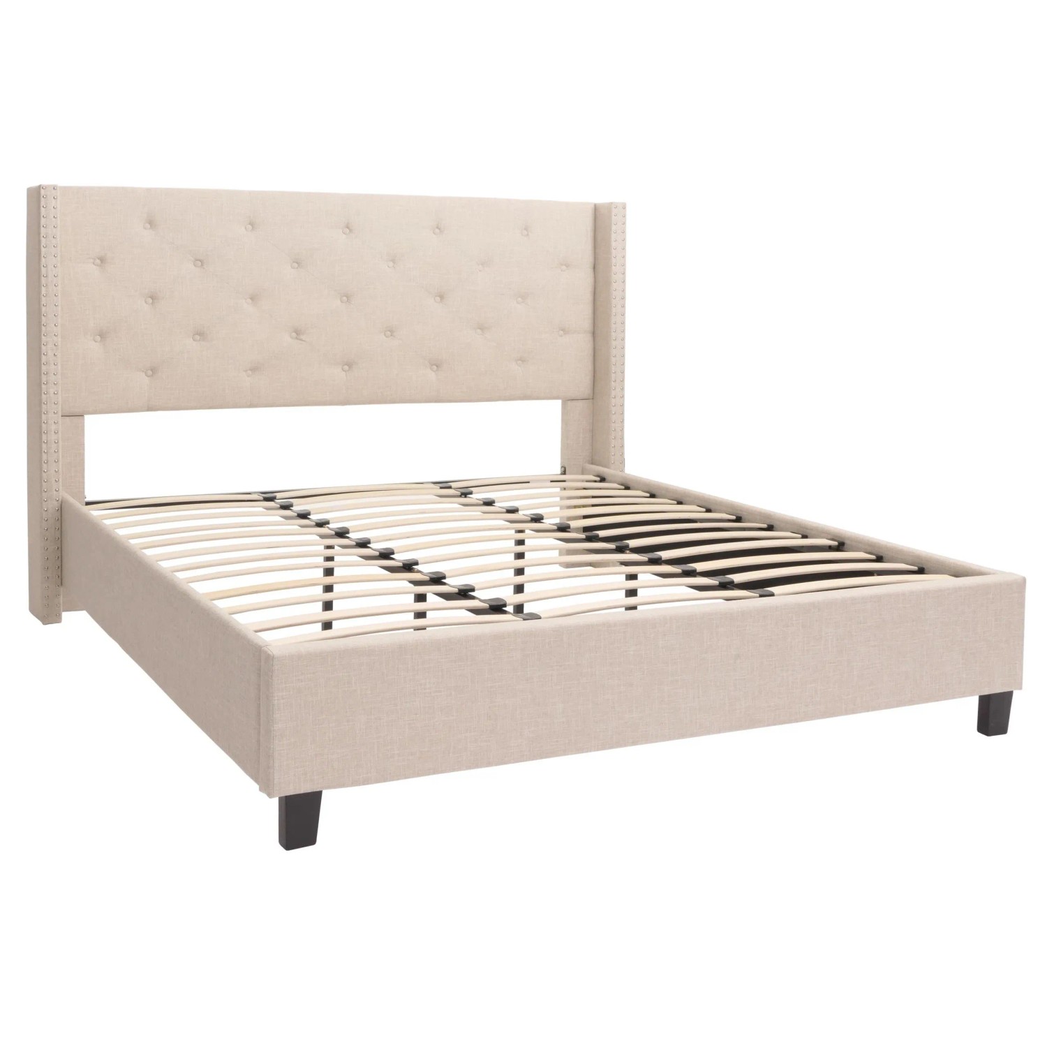 MCW Polsterbett N59 mit Lattenrost Massivholz Stoff/Textil 180x200cm Creme-Beige