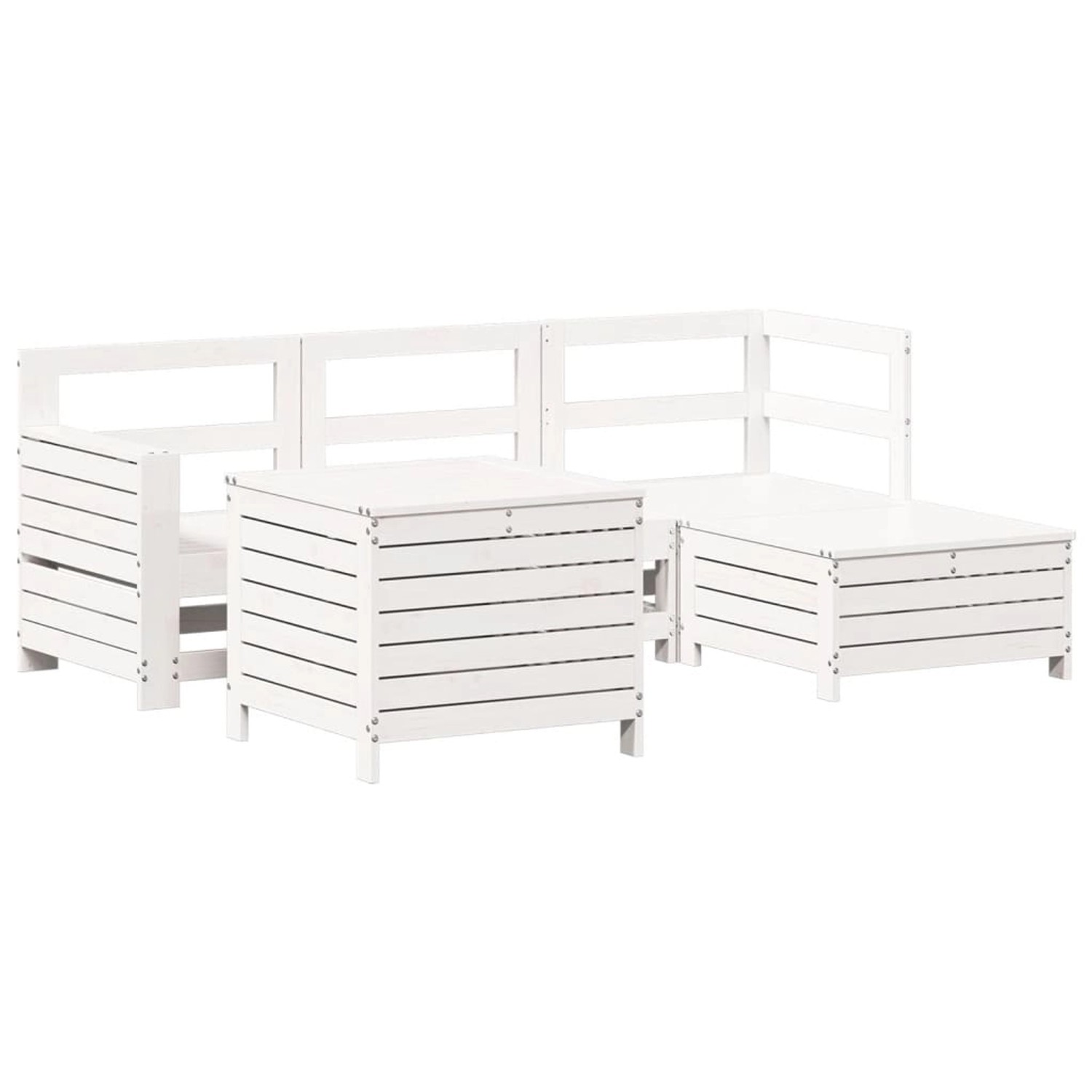 vidaXL 5-Tlg Garten-Sofagarnitur Weiß Massivholz Kiefer 3250485 günstig online kaufen