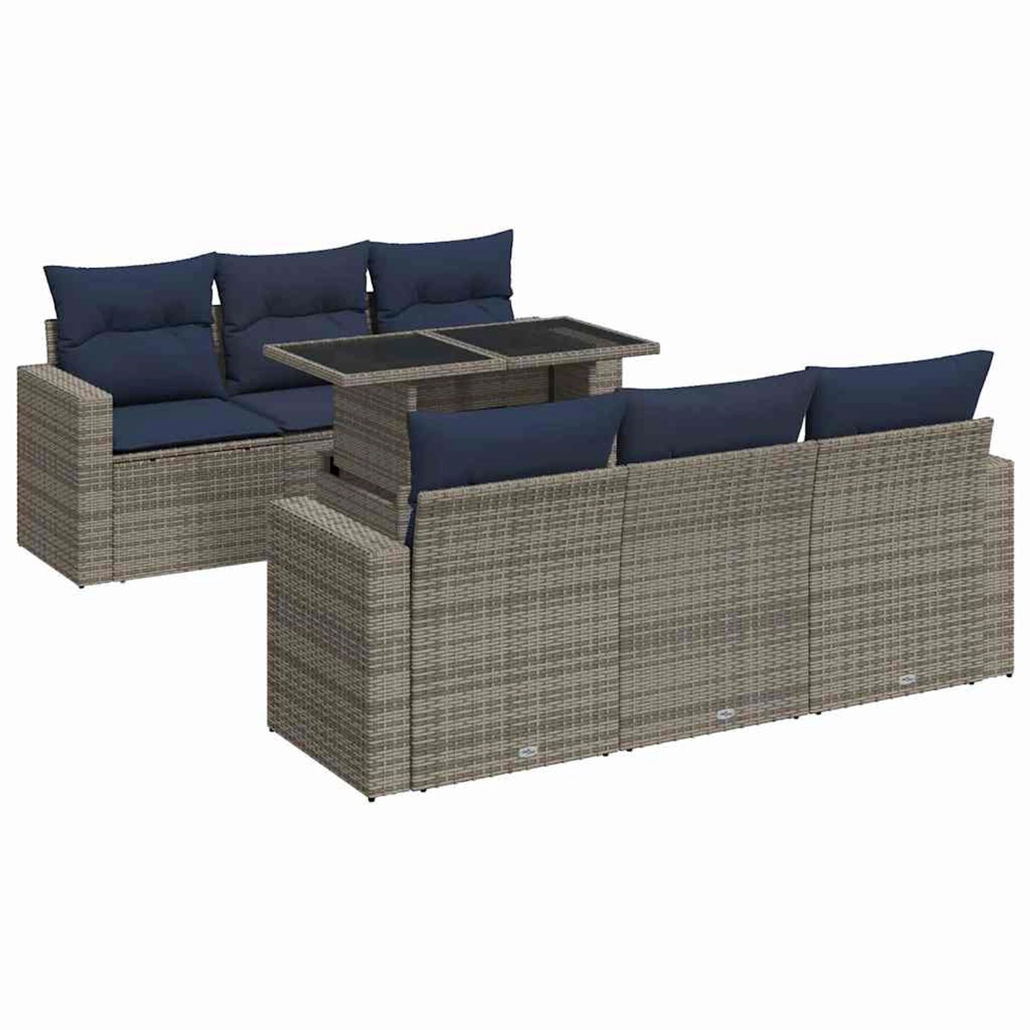vidaXL 7-Tlg Garten-Sofagarnitur mit Kissen Grau Poly Rattan Akazie 3326262 günstig online kaufen